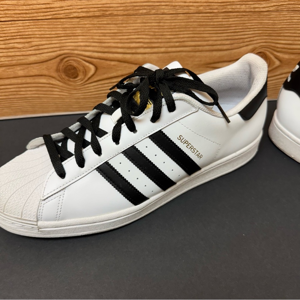 Adidas Superstar Low Top White with Black Stripes Shell Toe Sneakers Mens 12 - Picture 6 of 10
